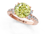 Rose gold Fancy Yellow Round  Diamond Three-Stone Pave Band with Four-Prong Setting_1