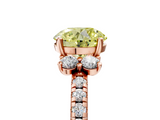 Rose gold Fancy Yellow Round  Diamond Three-Stone Pave Band with Four-Prong Setting_5