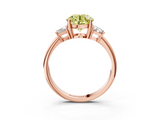Rose gold Fancy Yellow Round  Diamond Three-Stone Ring with Trapezoid Side Stones and Prong Setting_3