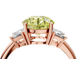 Rose gold Fancy Yellow Round  Diamond Three-Stone Ring with Trapezoid Side Stones and Prong Setting_4
