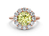 Rose gold Fancy Yellow Round  Halo Cluster Diamond Engagement Ring with Prong Setting and Polished Band_20