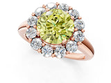 Rose gold Fancy Yellow Round  Halo Cluster Diamond Engagement Ring with Prong Setting and Polished Band_21