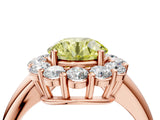Rose gold Fancy Yellow Round  Halo Cluster Diamond Engagement Ring with Prong Setting and Polished Band_24