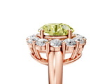 Rose gold Fancy Yellow Round  Halo Cluster Diamond Engagement Ring with Prong Setting and Polished Band_25