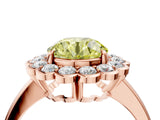 Rose gold Fancy Yellow Round  Halo Cluster Diamond Engagement Ring with Solitaire Band and Prong Setting_33