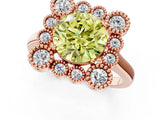 Rose gold Fancy Yellow Round  Halo Diamond Cluster Engagement Ring with Milgrain Bezel Setting and Solitaire Band_64