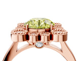 Rose gold Fancy Yellow Round  Halo Diamond Cluster Engagement Ring with Milgrain Bezel Setting and Solitaire Band_67