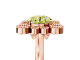 Rose gold Fancy Yellow Round  Halo Diamond Cluster Engagement Ring with Milgrain Bezel Setting and Solitaire Band_68
