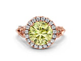 Rose gold Fancy Yellow Round  Halo Diamond Engagement Ring with Filigree Band and Four-Prong Setting_93