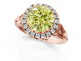 Rose gold Fancy Yellow Round  Halo Diamond Engagement Ring with Filigree Band and Four-Prong Setting_94