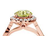 Rose gold Fancy Yellow Round  Halo Diamond Engagement Ring with Filigree Band and Four-Prong Setting_97