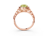 Rose gold Fancy Yellow Round  Halo Diamond Engagement Ring with Intricate Filigree Band and Four-Prong Setting_3