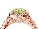 Rose gold Fancy Yellow Round  Halo Diamond Engagement Ring with Intricate Filigree Band and Four-Prong Setting_4