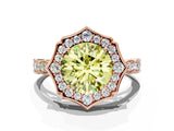 Rose gold Fancy Yellow Round  Halo Diamond Engagement Ring with Milgrain Band and Four-Prong Setting_18