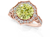Rose gold Fancy Yellow Round  Halo Diamond Engagement Ring with Milgrain Band and Four-Prong Setting_19