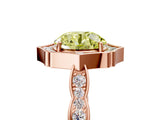 Rose gold Fancy Yellow Round  Halo Diamond Engagement Ring with Milgrain Band and Four-Prong Setting_23