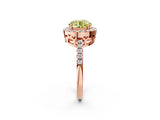 Rose gold Fancy Yellow Round  Halo Diamond Engagement Ring with Pavé Band and Four-Prong Setting_143