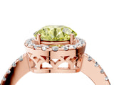 Rose gold Fancy Yellow Round  Halo Diamond Engagement Ring with Pavé Band and Four-Prong Setting_145