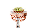 Rose gold Fancy Yellow Round  Halo Diamond Engagement Ring with Pavé Band and Four-Prong Setting_146