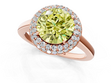 Rose gold Fancy Yellow Round  Halo Diamond Engagement Ring with Solitaire Band and Four-Prong Setting_1