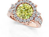Rose gold Fancy Yellow Round  Halo Diamond Engagement Ring with Split Shank and Four-Prong Setting 1