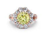 Rose gold Fancy Yellow Round  Halo Diamond Engagement Ring with Split Shank and Prong Setting_30