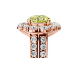 Rose gold Fancy Yellow Round  Halo Diamond Engagement Ring with Split Shank and Prong Setting_35