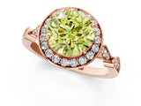 Rose gold Fancy Yellow Round  Halo Diamond Engagement Ring with Twisted Band and Four-Prong Setting 2