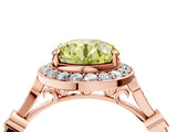 Rose gold Fancy Yellow Round  Halo Diamond Engagement Ring with Twisted Band and Four-Prong Setting 5
