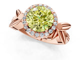 Rose gold Fancy Yellow Round  Halo Diamond Floral Band with Four-Prong Setting_37