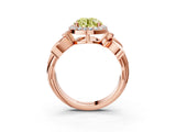 Rose gold Fancy Yellow Round  Halo Diamond Floral Band with Four-Prong Setting_39