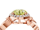 Rose gold Fancy Yellow Round  Halo Diamond Floral Band with Four-Prong Setting_40