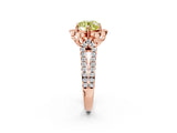 Rose gold Fancy Yellow Round  Halo Diamond Floral Split Shank Engagement Ring 2