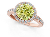Rose gold Fancy Yellow Round  Halo Diamond Pavé Band Ring with Prong Setting_1