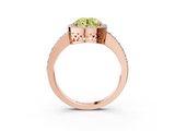 Rose gold Fancy Yellow Round  Halo Diamond Pavé Band Ring with Prong Setting_3