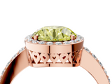 Rose gold Fancy Yellow Round  Halo Diamond Pavé Band Ring with Prong Setting_4