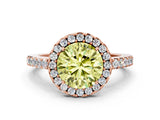 Rose gold Fancy Yellow Round  Halo Diamond Pavé Solitaire Ring_39