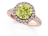 Rose gold Fancy Yellow Round  Halo Diamond Pavé Solitaire Ring_40