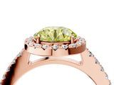 Rose gold Fancy Yellow Round  Halo Diamond Pavé Solitaire Ring_43