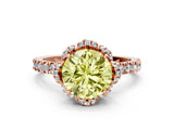 Rose gold Fancy Yellow Round  Halo Diamond Pave Band Ring with Four-Prong Setting_15