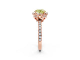 Rose gold Fancy Yellow Round  Halo Diamond Pave Band Ring with Four-Prong Setting_17