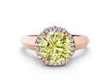 Rose gold Fancy Yellow Round  Halo Diamond Ring with Cathedral Band and Four-Prong Setting_29