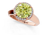 Rose gold Fancy Yellow Round  Halo Diamond Ring with Cathedral Band and Four-Prong Setting_30