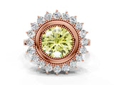 Rose gold Fancy Yellow Round  Halo Diamond Ring with Milgrain Edge and Round Prong Setting_24