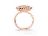Rose gold Fancy Yellow Round  Halo Diamond Ring with Milgrain Edge and Round Prong Setting_27