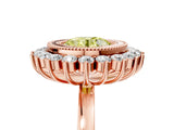 Rose gold Fancy Yellow Round  Halo Diamond Ring with Milgrain Edge and Round Prong Setting_29