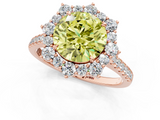 Rose gold Fancy Yellow Round  Halo Diamond Ring with Pavé Band and Prong Setting_1