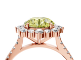 Rose gold Fancy Yellow Round  Halo Diamond Ring with Pavé Band and Prong Setting_4