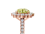 Rose gold Fancy Yellow Round  Halo Diamond Ring with Pavé Band and Prong Setting_5