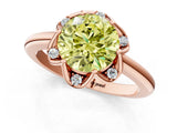 Rose gold Fancy Yellow Round  Halo Diamond Ring with Round Cluster Setting, Solitaire Band, and Four-Prong Setting_30